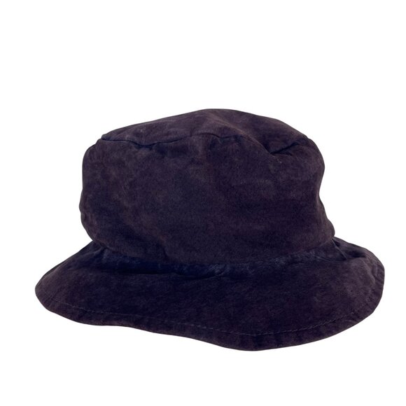 Vintage Genuine Leather Suede Bucket Hat Brown Unisex Lined Y2K - Picture 5 of 9